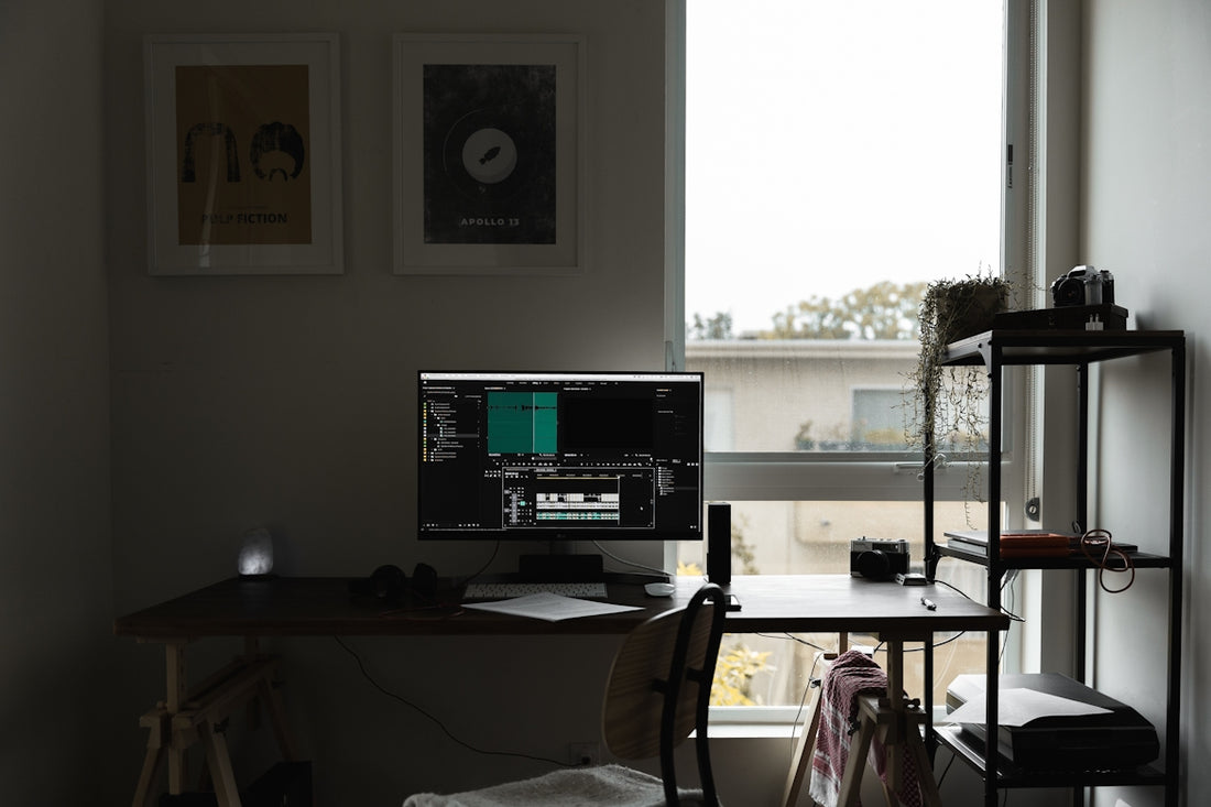 black flat screen monitor with screen turn on