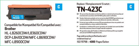 Brother TN-423C High Capacity Cyan Toner Cartridge Compatible