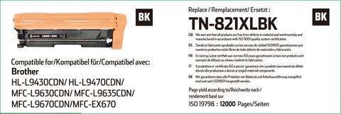 Brother TN-821XLBK Black Toner Cartridge Compatible