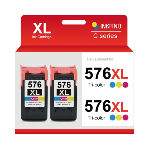 Compatible Canon CL-576XL High Capacity Tri-Colour Ink Cartridge 2-Pack - 5441C001 INKFIND