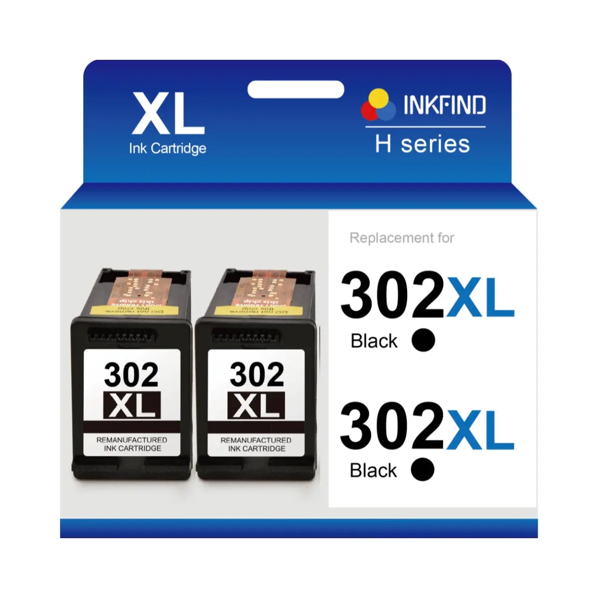 Compatible HP 302XL Black High Capacity Ink Cartridge 2-Pack (2 Black Cartridges) INKFIND