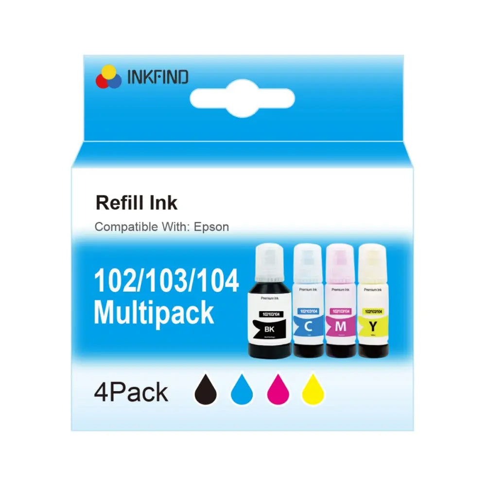 INKFIND Compatible Epson 103 4-Colour Ink Bottle Multipack (1 Black + 3 Colours) InkFind NL